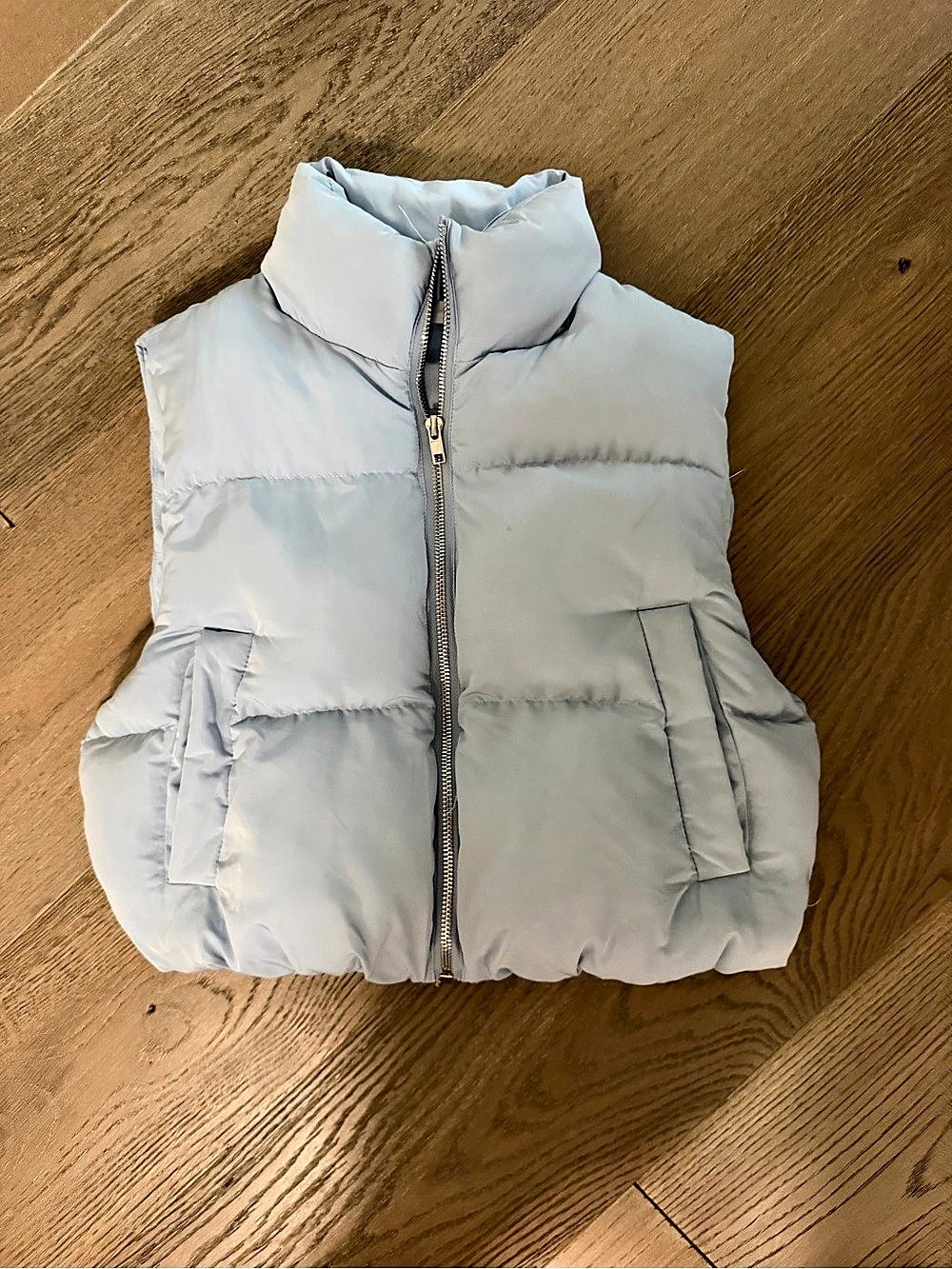 Altar'd State Light Blue Cropped Puffer Vest Blue XS